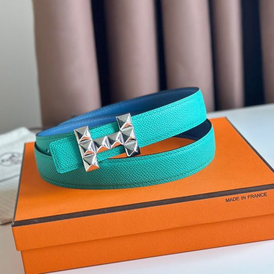 HERM H Medor Reversible Belt 24MM in Green Epsom Leather